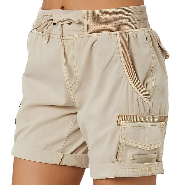Qarigey Pantalones Cargo para mujer, pantalones cortos con bolsillos,  cintura holgada, pantalones de verano, ropa de calle, moda para mujer,  Prendas