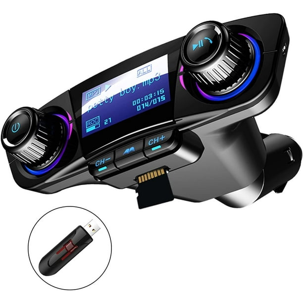 Transmisor FM Coche Bluetooth 5.0 Manos libres Kit de coche Dual