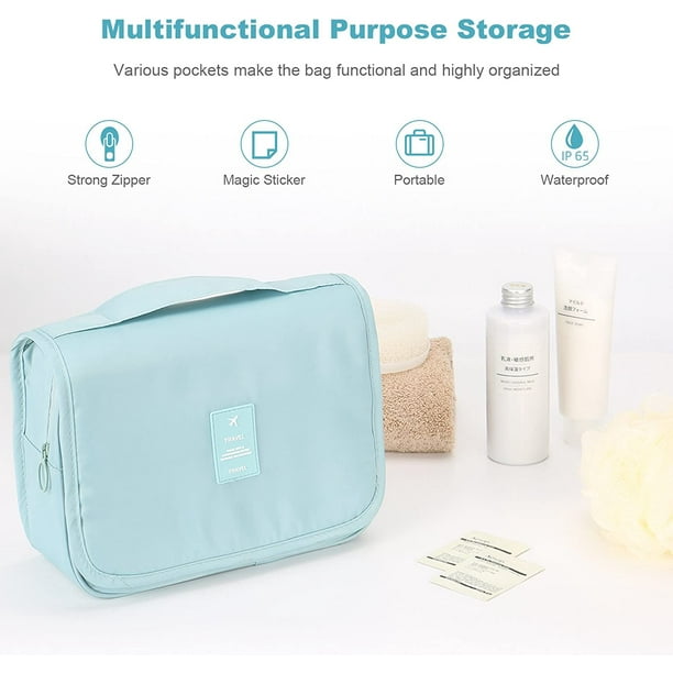 Neceser para mujer, bolsa de aseo grande, cosmética, con gancho resistente  para hombres y mujeres, organizador de maquillaje de viaje, impermeable