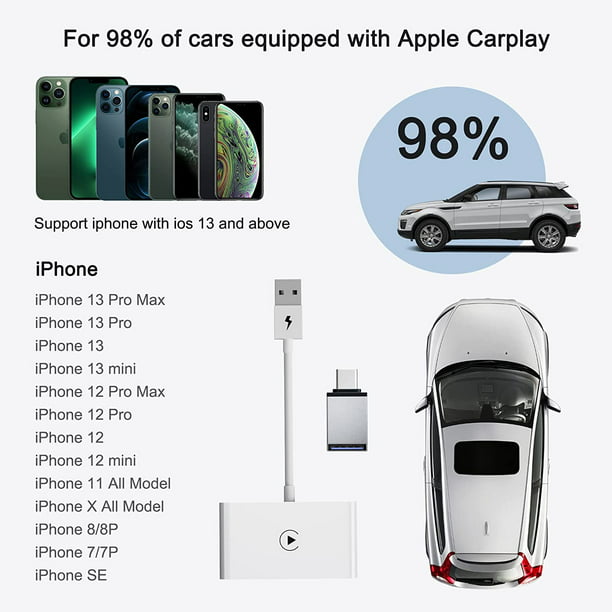 Adaptador Inalambrico CarPlay Btafrte para iPhone Soporta iOS 13+
