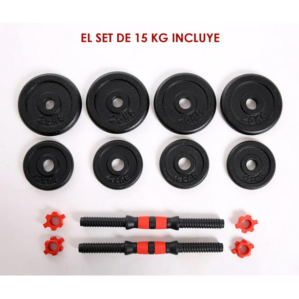 Set de 2 mancuernas ajustables con discos de metal 20 Kg negro Unitalla  Fuxion Sports FS-SDM20K-01