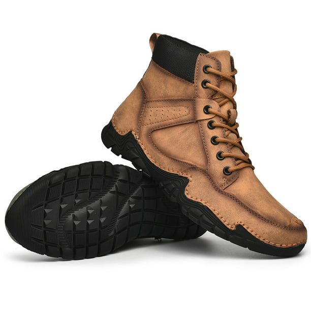 Zapatos casuales de cuero de caña alta para hombres, botas cortas cálidas,  zapatos de moda para homb Wmkox8yii 123q2297