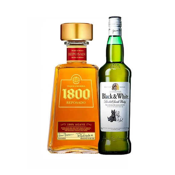 tequila 1800 reposado 700 ml  whisky black and white blend 700 ml 1800 reposado  blend