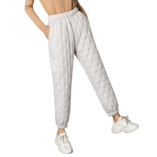 Gibobby Pantalones deportivos calientes para mujer Invierno 2023 pierna  recta suelta y delgada pantalones térmicos ligeros pantalones de algodón  para
