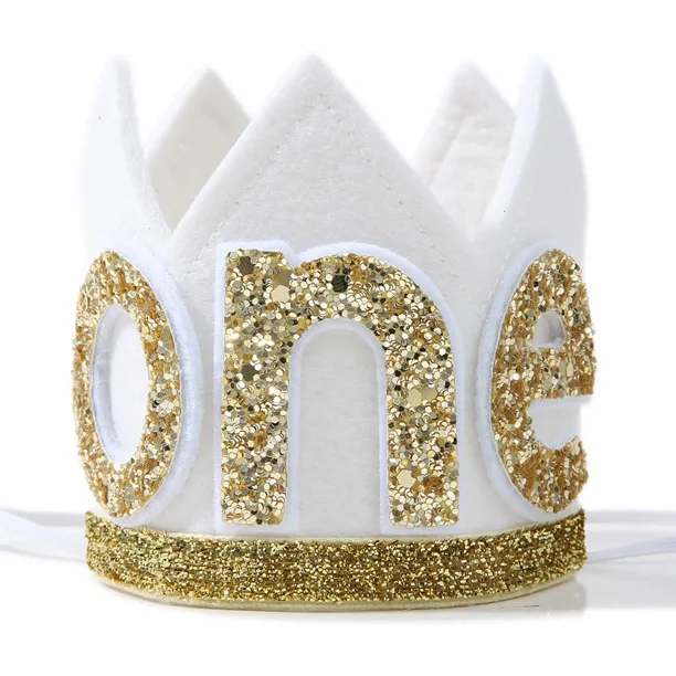 Corona de bebé para 1er cumpleaños - Diadema de fiesta de primer cumpleaños,  corona de brillo JAMW Sencillez
