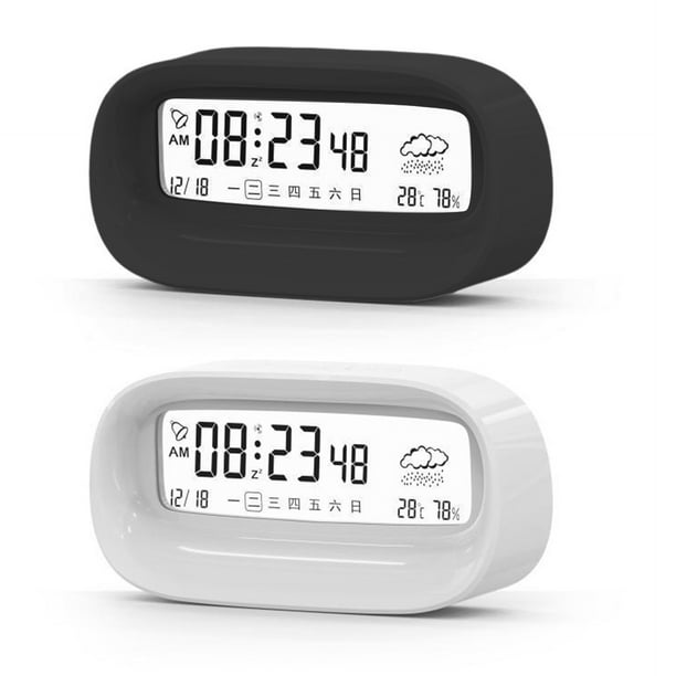 Naiovety LCD Reloj digital Termómetro Calendario Temperatura Humedad  Medidor Alarma Hogar Funciona con pilas Multifuncional Type2 NO2