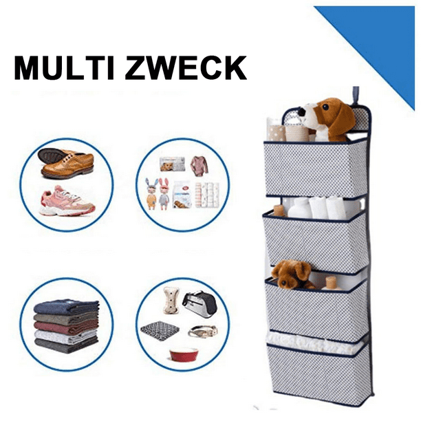 Organizador colgante con 4 bolsillos, estante colgante plegable con 2  ganchos para toallas, pañales, juguetes en el armario de la habitación de  los niños, encima de la puerta o en la pared