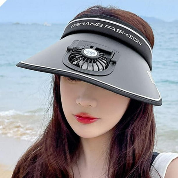 Sombrero de visera solar con ventilador, visera de enfriamiento para  acampar deportes al aire libre (negro)