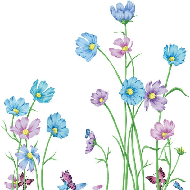 Stickers muraux de fleurs de plantes papillon
