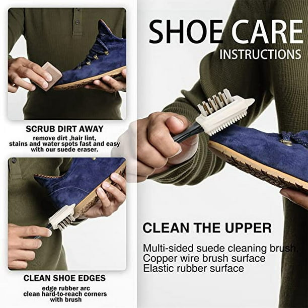 Kit de limpieza de zapatos de ante y nubuck con cepillo de ante de