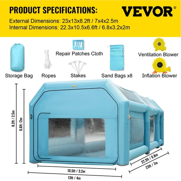 Cabina de pintura inflable portátil VEVOR, cabina de pulverización