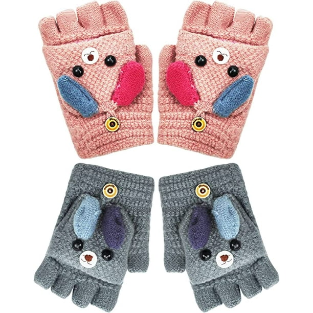 4 pares de guantes sin dedos para mujeres y hombres, guantes de lana  convertibles de invierno sin dedos, guantes cálidos sin dedos para clima  frío