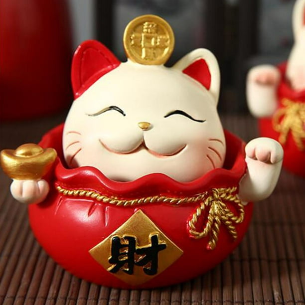  Gato de la suerte, gato de bienvenida de la fortuna de la suerte,  gato chino de buena suerte Feng Shui Deoration lindo gato para oficina en  casa : Hogar y Cocina