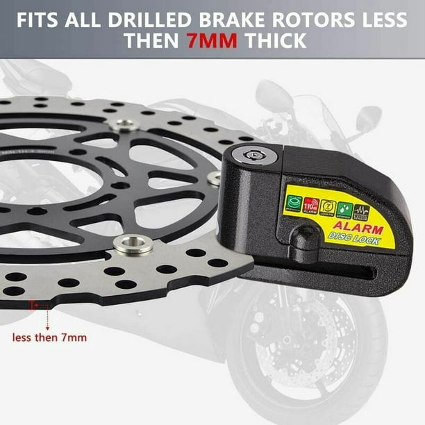 Candado de disco de alarma antirrobo para motocicleta Candado de disco con  alarma de 110 dB 2 botones Cable antirrobo de 1,5 m 1 bolsa Candado de  disco de alarma para moto/bicicleta/scooter (