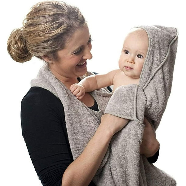 Toalla de baño para bebé, delantal con capucha de algodón peinado