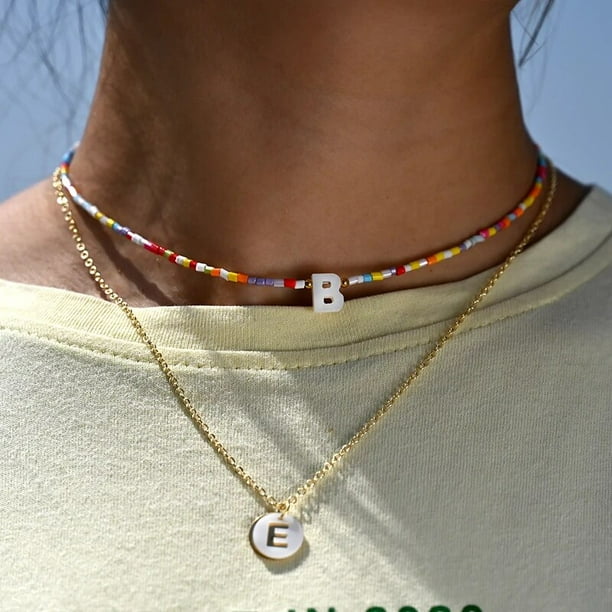 Cadenas de Oro 10K ® Joyeria para Mujer Gargantilla Collar con Letras  Iniciales
