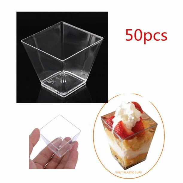 50 Piezas Tazas de Postre, 2 oz / 60 ml Taza de Postre de Plástico con 50