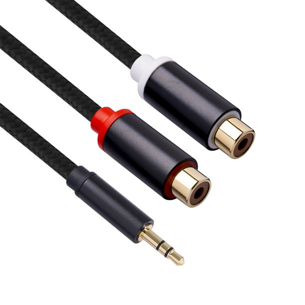 Cable Aux Audio Radio de Mini Jack 3.5mm Hembra a 2 RCA Macho Estereo  Divisor Y