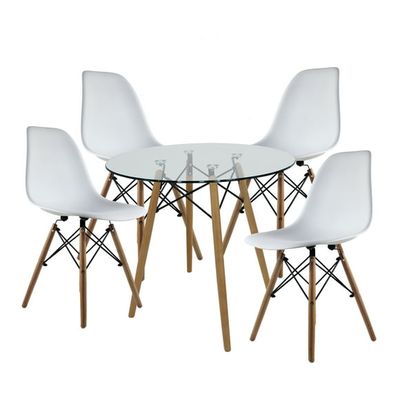 set comedor oslo 4 sillas mesa redonda 80cm polipropileno madera mundo in kitmesi0051