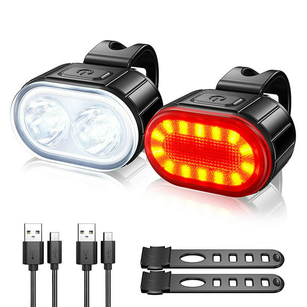 potente kit de luces LED para bicicleta de 4/6 modos, luces para bicicleta  recargables USB impermeables IPX4, luz delantera y trasera para bicicleta de  carretera para hombres y mujeres niños