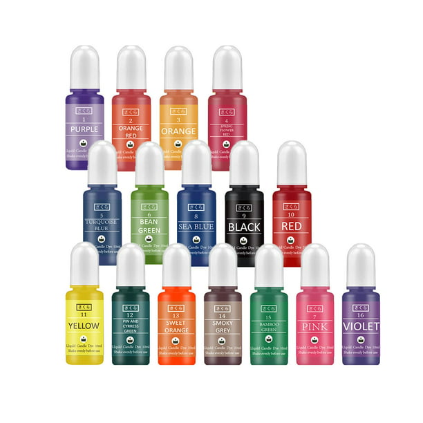 Tinte para velas 24 colores tinte líquido para hacer velas de bricolaje kit  de suministros de fabricación de velas ingredientes de grado alimenticio –  Yaxa Store