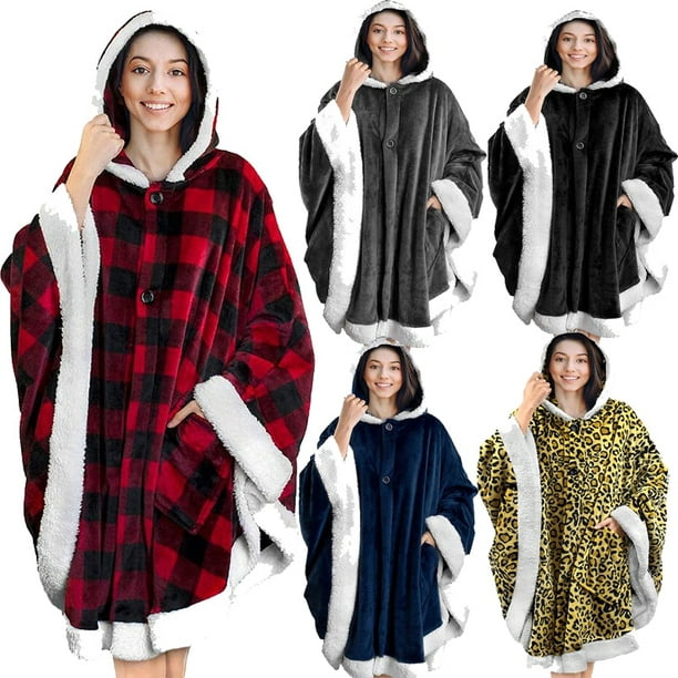 Bedsure Manta con capucha y mangas, manta de sherpa con capucha para  adultos, como regalo para mamá y mujer, sudadera de invierno, manta  estándar