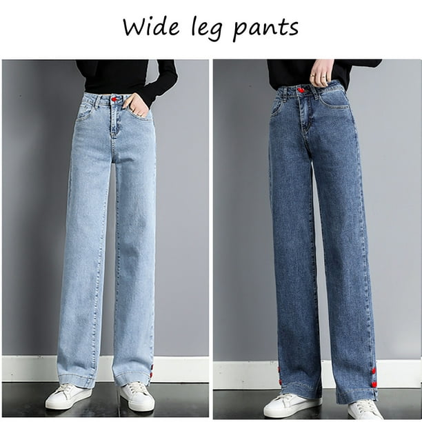 Pantalones de mezclilla para mujer, ajuste holgado, cintura alta