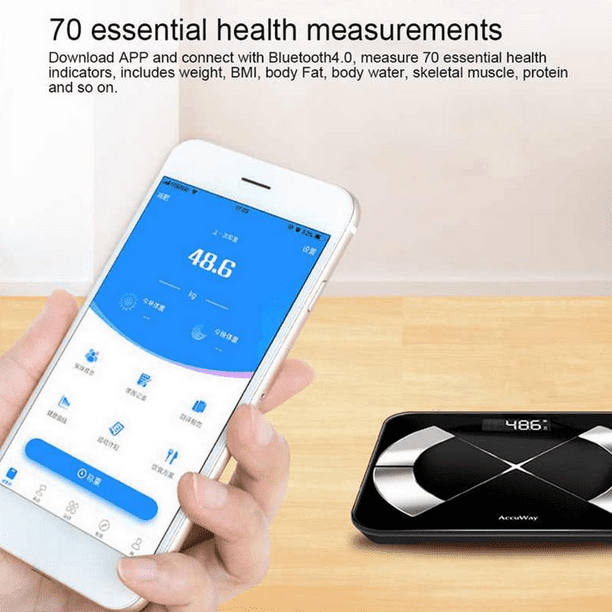  Smart Bioimpedancia Medición Analizador de Pesaje Báscula de  Grasa Corporal con App : Salud y Hogar