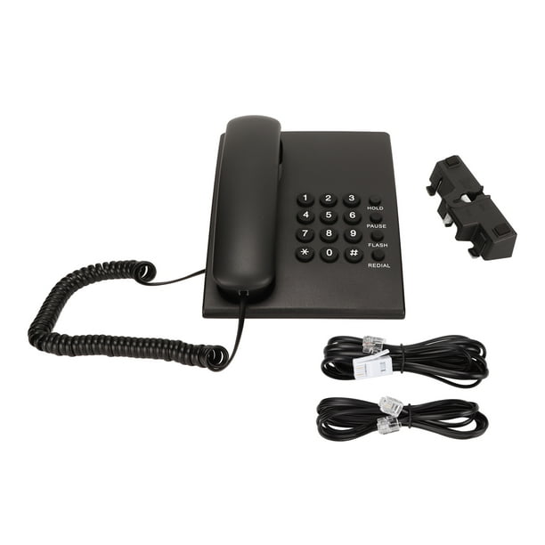 Teléfono con cable Teléfono con cable Negro Teléfono de pared de escritorio  con cable Teléfono fijo para oficina en casa