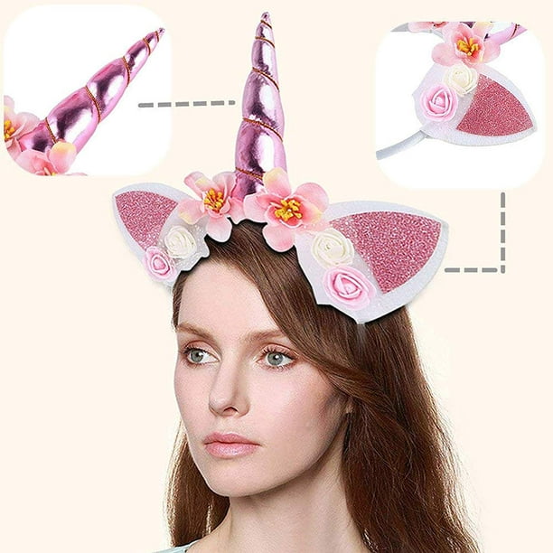 Diadema de unicornio para fiesta de unicornio, accesorio para el cabello de  niña (paquete de 5)