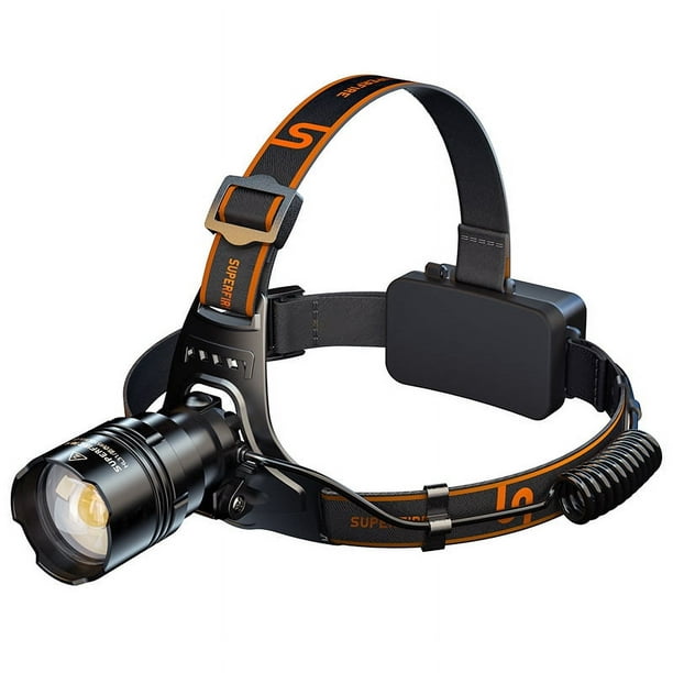 Superbright - Linterna frontal LED recargable, luz de campamento de alta  potencia, 2 modos, impermeable, ajustable, cabeza dorada, lámpara Troch  para