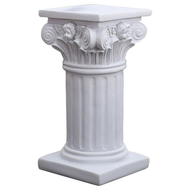 Pedestal para plantas con columna romana vintage, redondo y