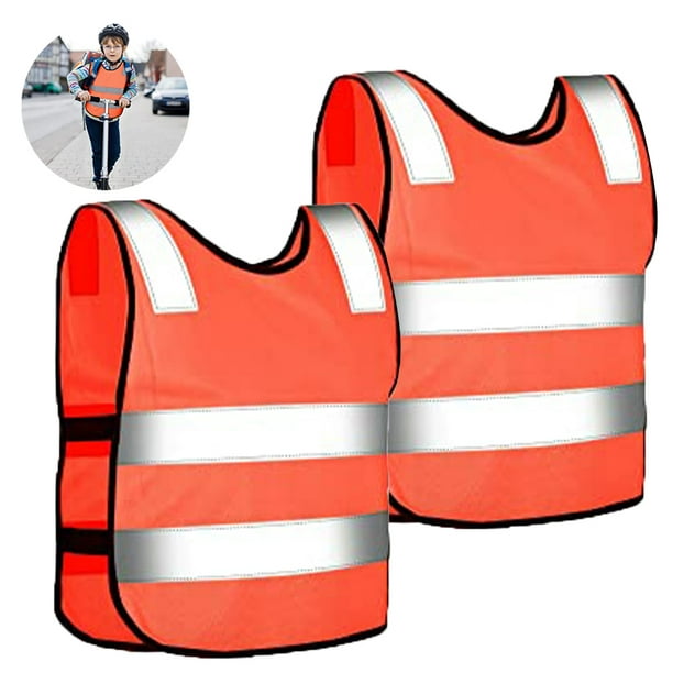 Pack de 4 chalecos reflectantes para , chaquetas, trabajo de tráfico  primario, ropa para kusrkot chaleco de seguridad vial para niños