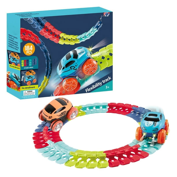 Pista de carreras de coches cambiable DIY, juguete con luz LED, montaje  Flexible, pista de tren, juego de coches de juguete para niños y niñas