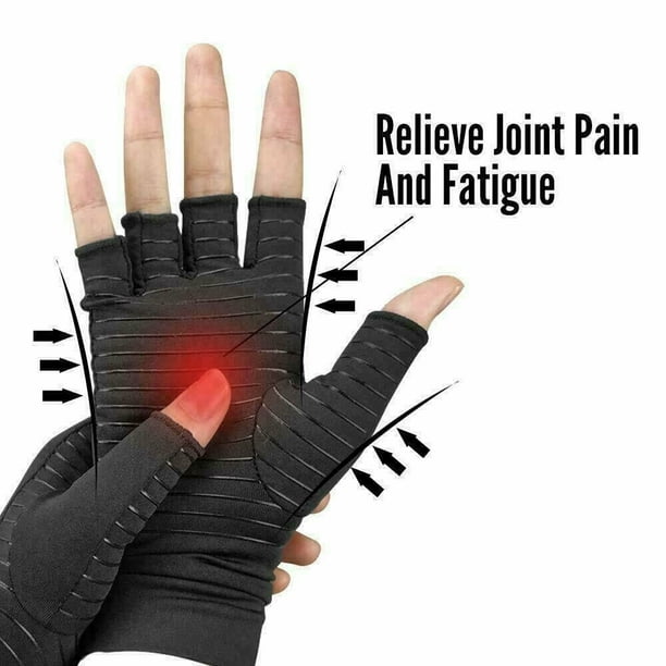 Guantes de compresión de cobre para artritis para mujeres y hombres,  alivian el dolor de manos, la hinchazón y el túnel carpiano, sin dedos,  para