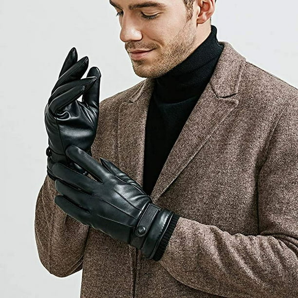  Guantes italianos de piel para hombre, para el invierno, con  pantalla táctil, guantes de conducción para hombre : Ropa, Zapatos y Joyería