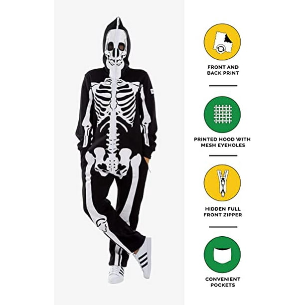 Disfraz de esqueleto de Halloween para mujer - Mono de una pieza fácil y  cómodo para adulto - Impres JAMW Sencillez