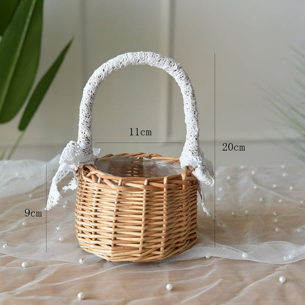 1 pieza pequeña cesta de mimbre cesta de mimbre tejida pequeña cesta de  mimbre con mano cesta de vino cesta de frutas cesta de flores cesta de  mimbre boda, decoración de mesa