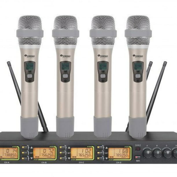 Sistema de 2 micrófonos inalámbricos VHF, de mano y solapa o diadema