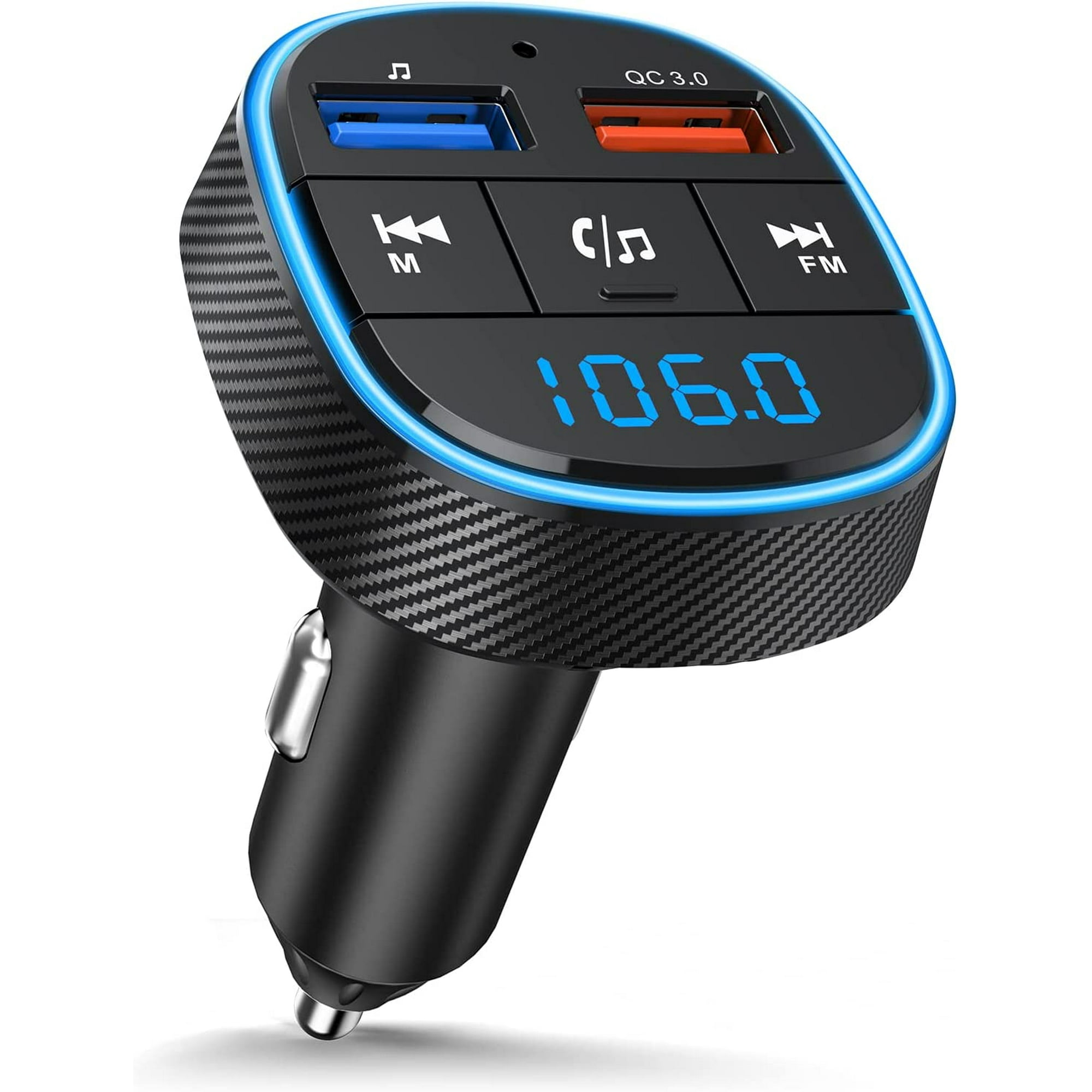 Adaptador Bluetooth para coche, transmisor FM Bluetooth para  coche, reproductor de MP3 QC3.0 carga rápida para todos los teléfonos  inteligentes reproductores de audio, compatible con tarjeta TF/SD y USB :  Electrónica