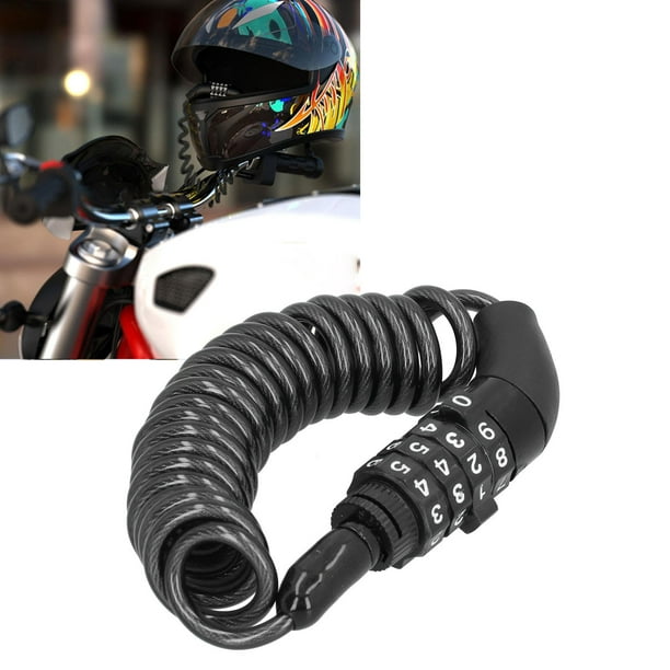 Antirrobo para casco de moto en acero y cable espiral .