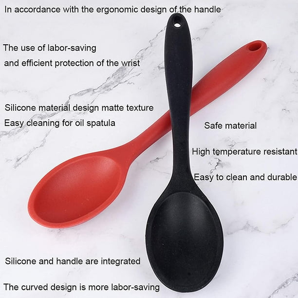 4 cucharas de silicona para mezclar resistentes al calor, cuchara para  utensilios de cocina, cuchara antiadherente para mezclar, hornear, servir y