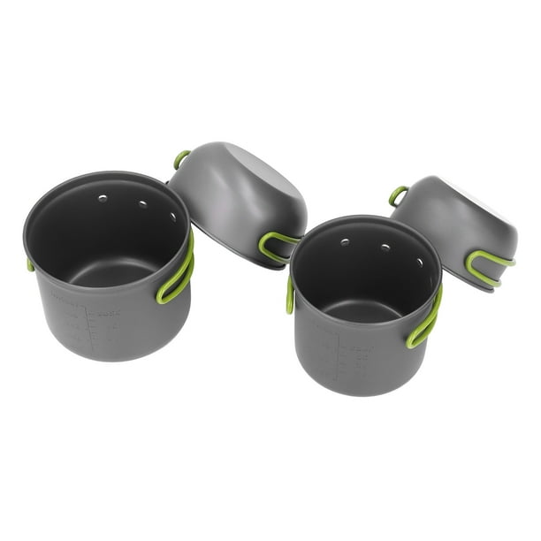 Juego de ollas para acampar, 12 piezas, utensilios de cocina para acampar,  juego de cocina para acampar, juego de tazas para ollas para acampar,  diseño aerodinámico Jadeshay A