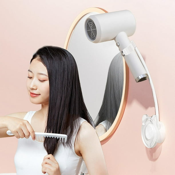 Soporte para secador de pelo montado en la pared, soporte de aleación de  aluminio con pegamento, soporte para secadora de pelo ajustable y manos
