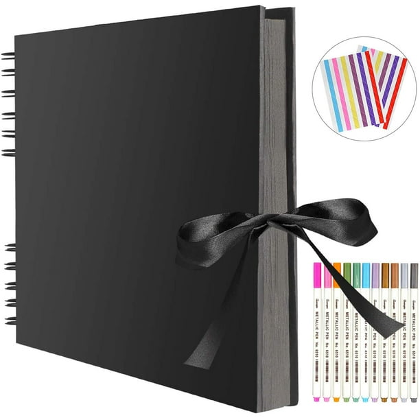 Álbum de fotos 80 páginas negras álbum de fotos scrapbook para diseñar tú  mismo 40 hojas 28x20cm álbum de fotos para pegar en DIY Ormromra LN-0511