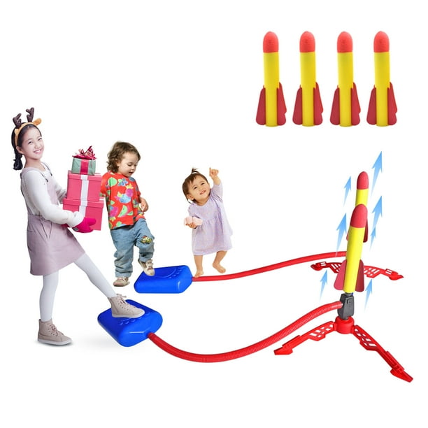 Kiddie Play Lanzacohetes para niños para pisotear con 6 cohetes juguetes al  aire libre, regalo para niños y niñas a partir de 6 años
