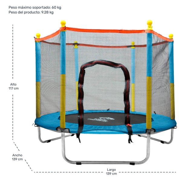 Trampolin Tumbling Niños Brincolin Infantil Red Seguridad Azul