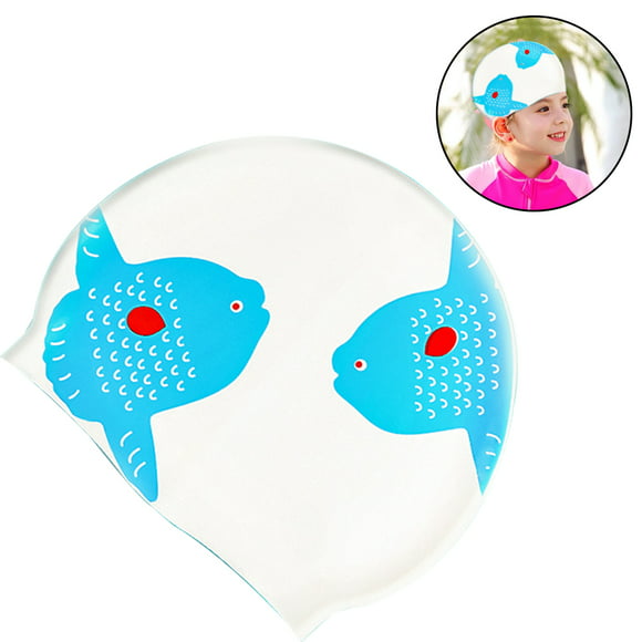 gorro natación niños silicona  pez azul y blanco ormromra 2214113