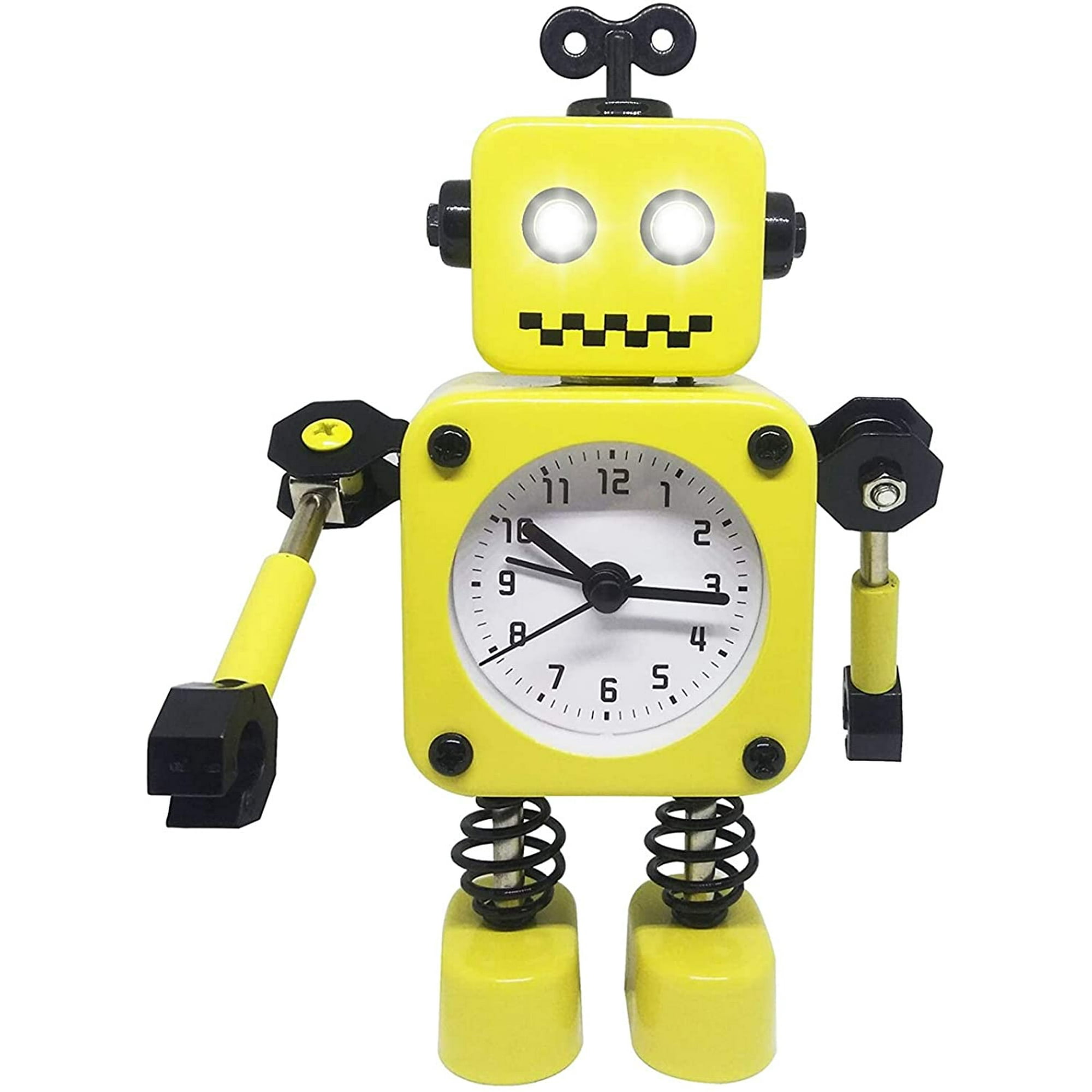 Reloj despertador robot, reloj despertador silencioso de acero inoxidable  con ojos brillantes y braz JAMW Sencillez