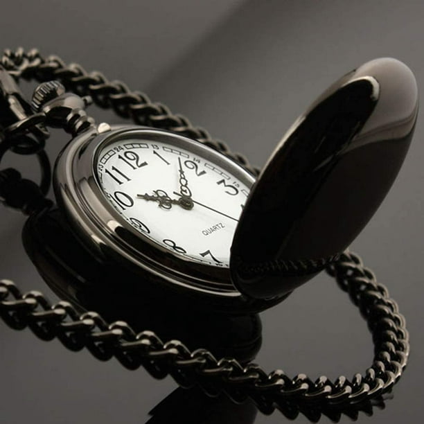 Reloj de bolsillo vintage transparente grande para hombre y mujer, reloj de  bolsillo con llavero, reloj de cuarzo para estudiantes, relojes de